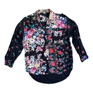 VTG 90s Multicolor Floral Button Up Shirt w/ Sequins Size S (Fits Larger)